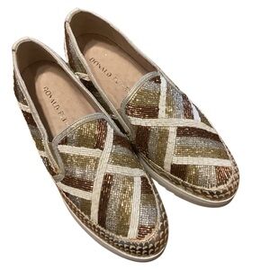 Donald Pliner Finni Beaded Sneakers Loafers Platform Slip On Size 6.5